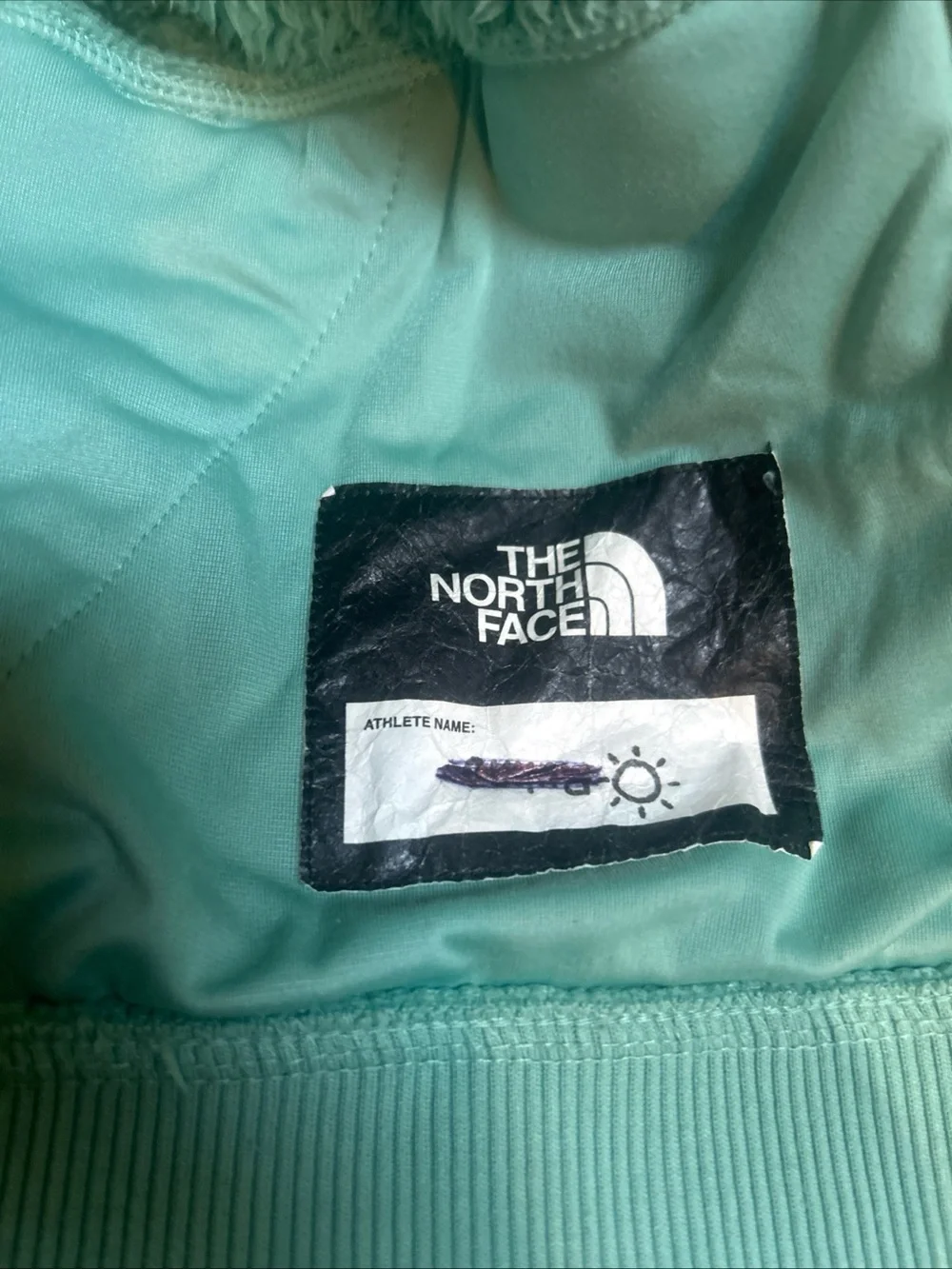 North Face Girls M  Osito  Zip Fuzzy Hoodie Sea Green 10/12 Jacket Soft Fluffy
